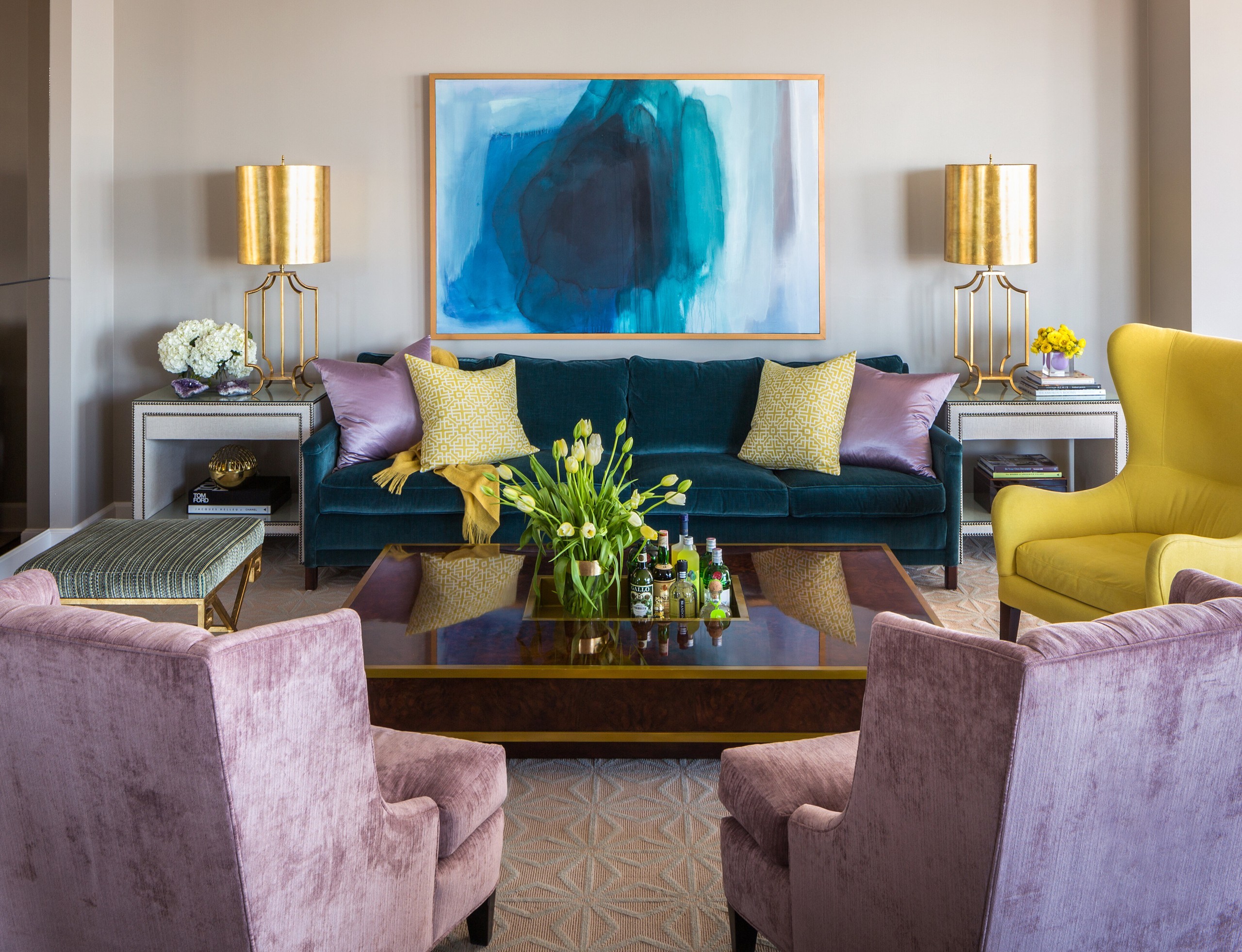 Purple and Yellow Glam Interior