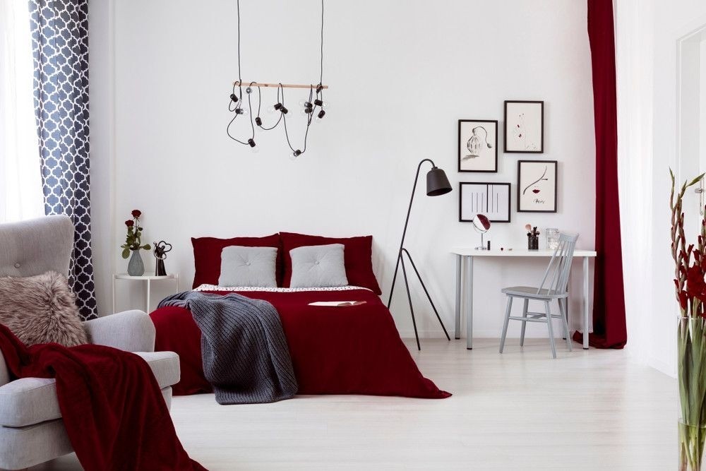 Red and Grey Bedroom Design
