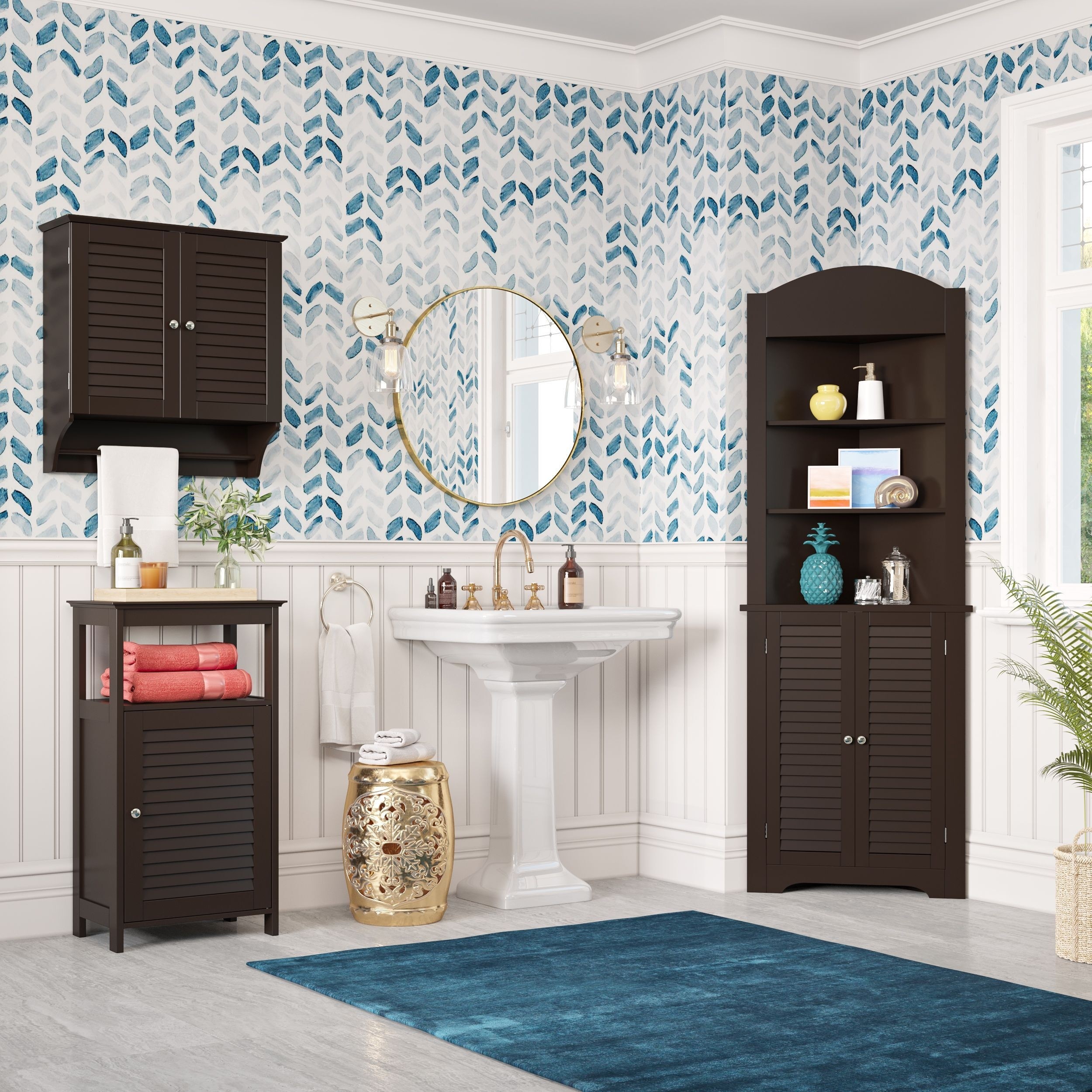 RiverRidge Ellsworth Collection Tall Corner Cabinet in Espresso