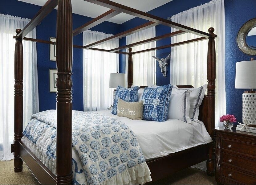 Royal Blue and Dark Brown Bedroom Ideas