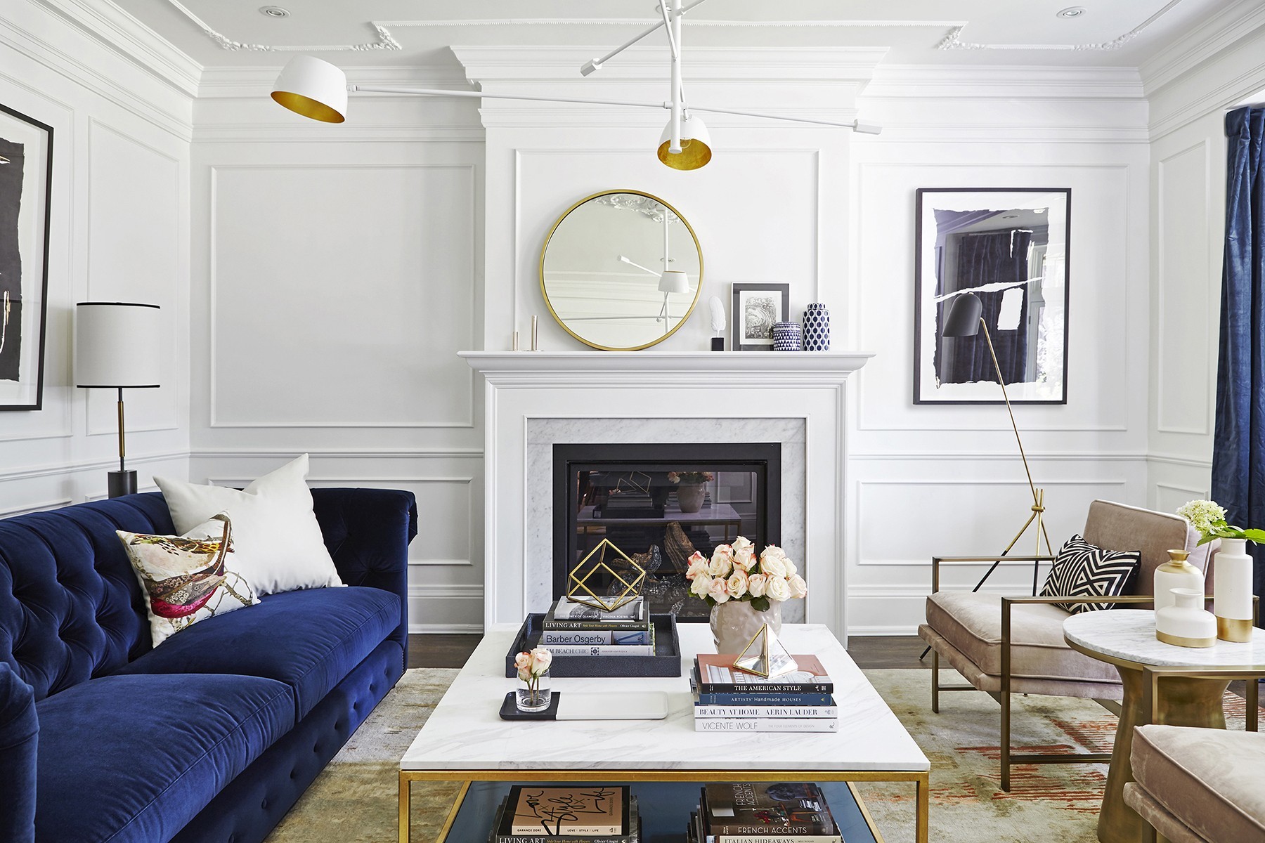 Royal Blue and White Living Room Design