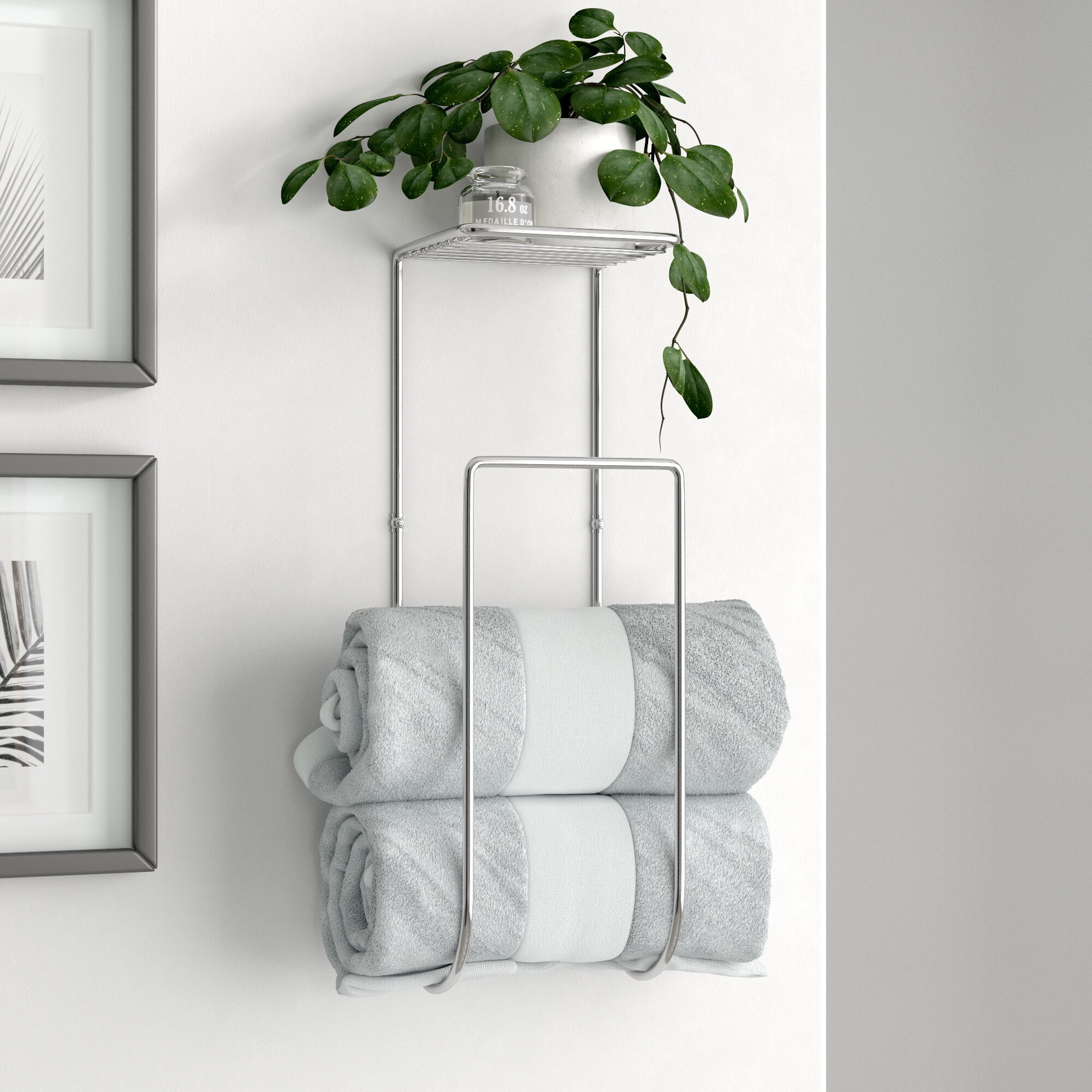 Silver Stylish Metal Towel Rack
