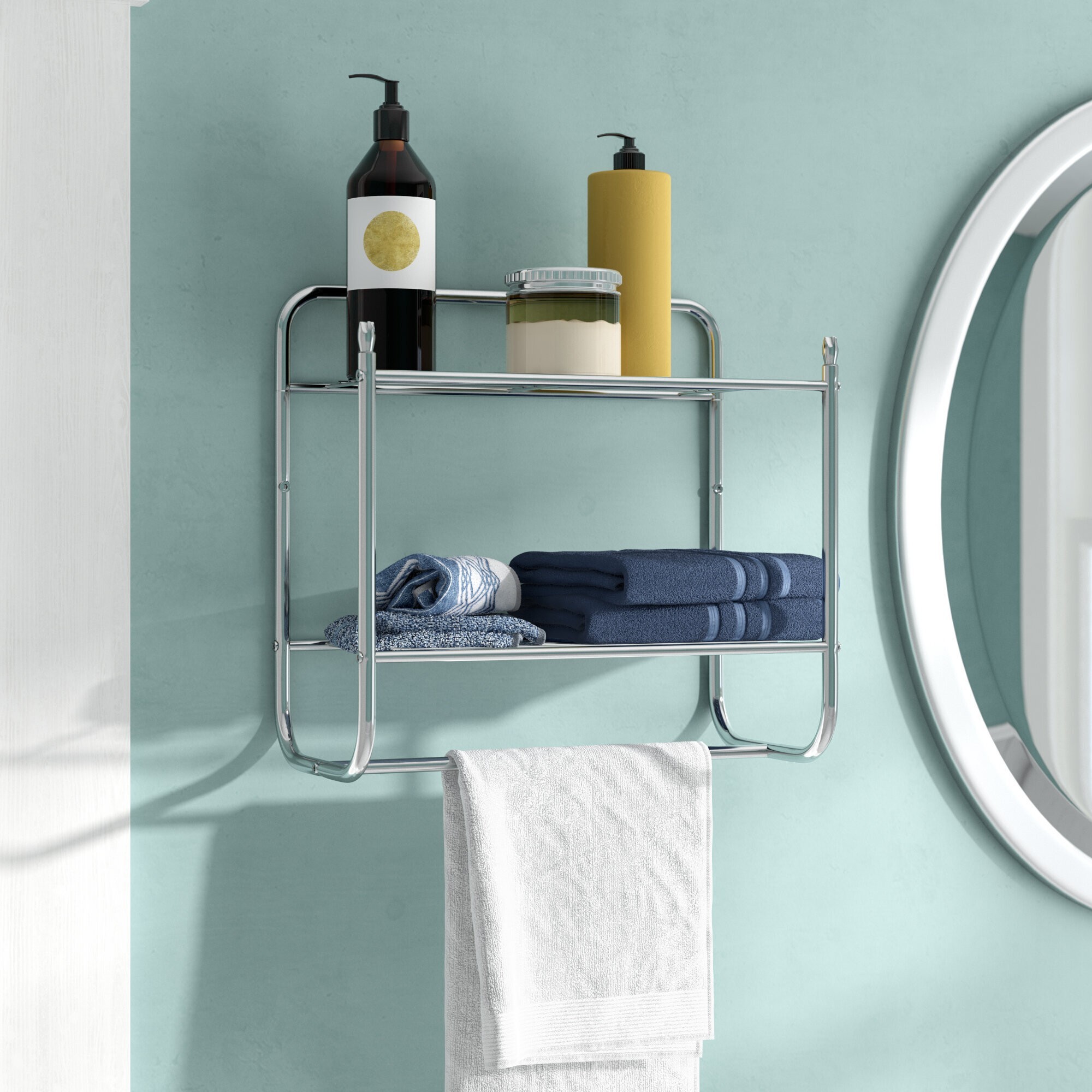 Silver Stylish Metal Wall Mounted Towel Rack