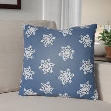 Snowflake Indoor and Outdoor Throw Pillow in Blue