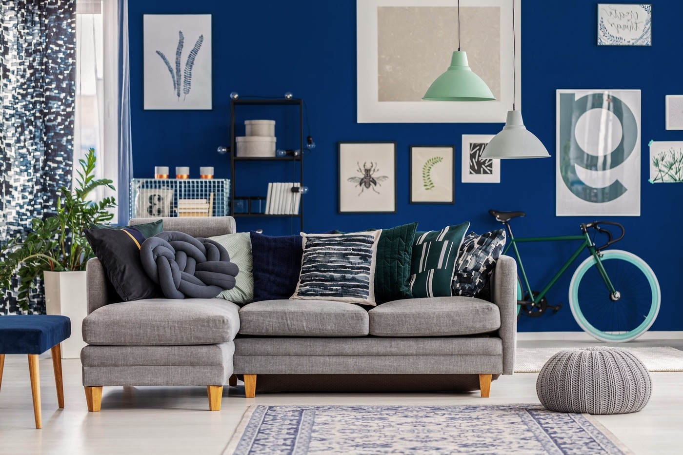 Sofa In A Blue Interior