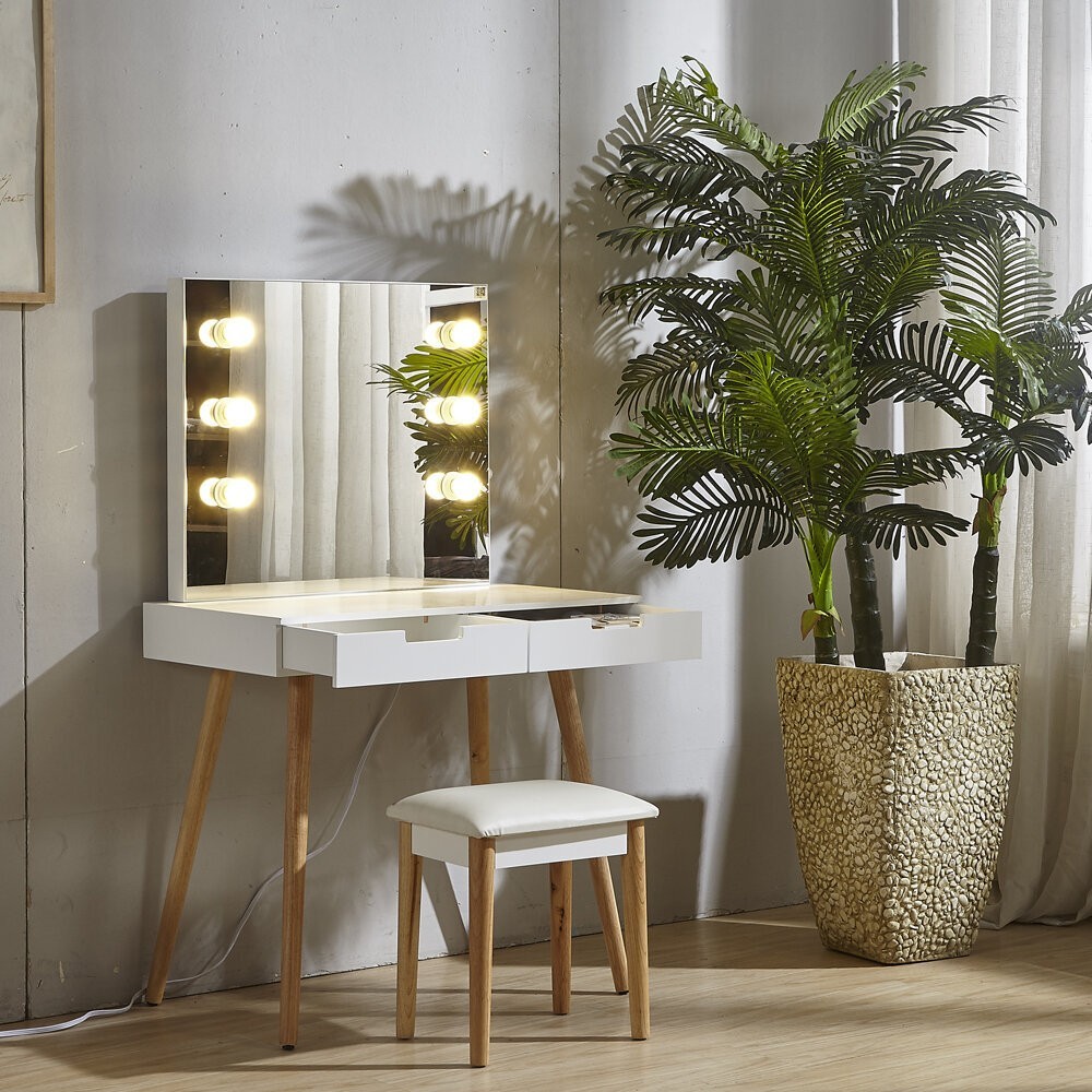 Solid Wood Vanity With Mirror