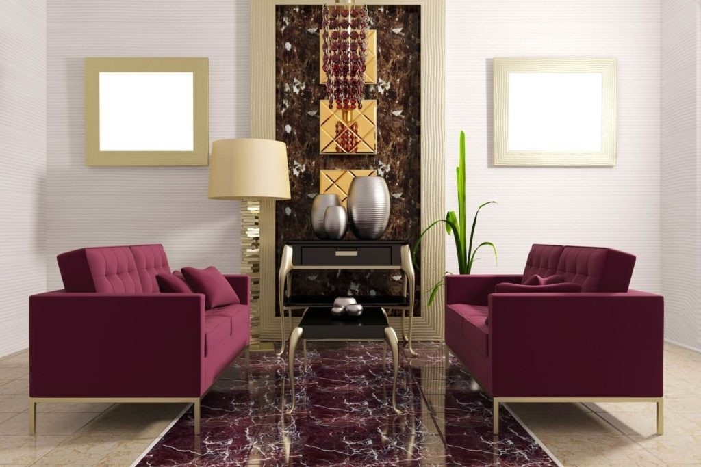 Sophisticated Maroon and Gold Interior