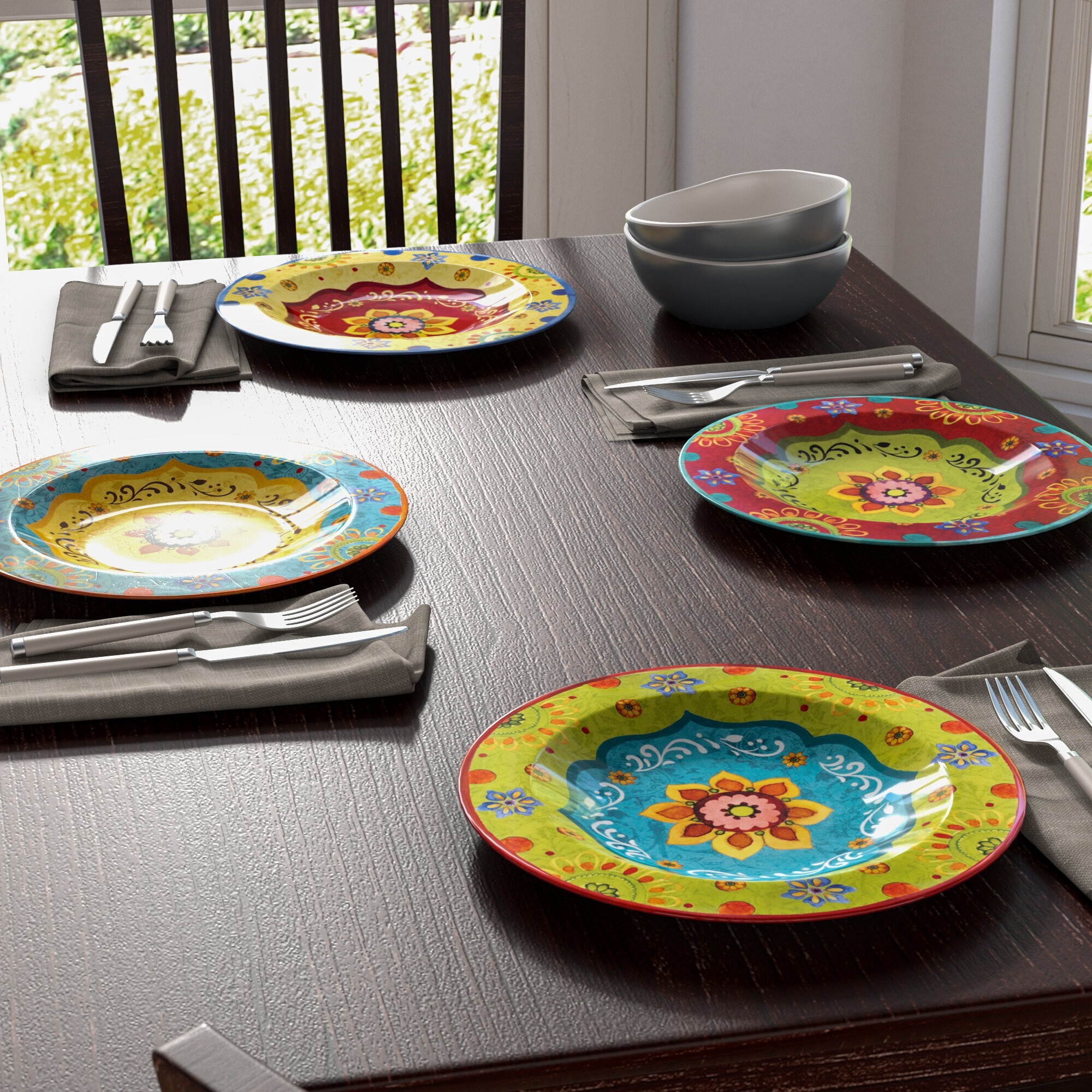Tricolor Stoneware Dinner Plate