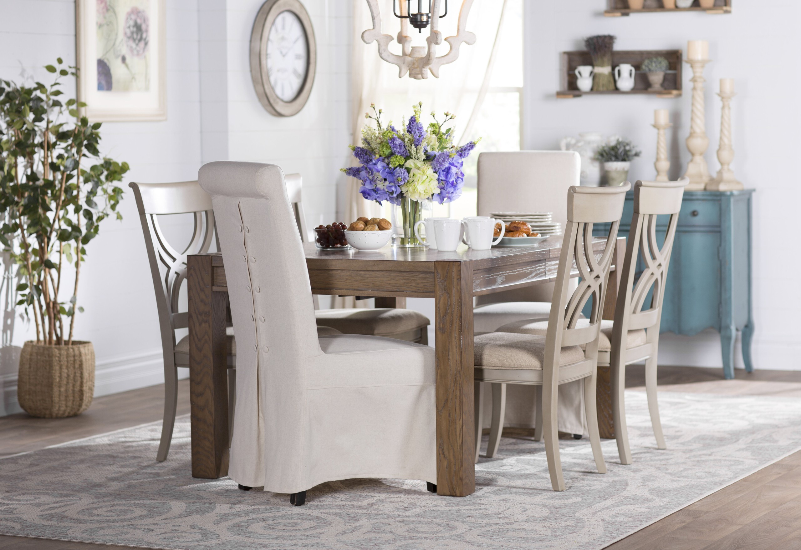 Turquoise and White Dining Room Details