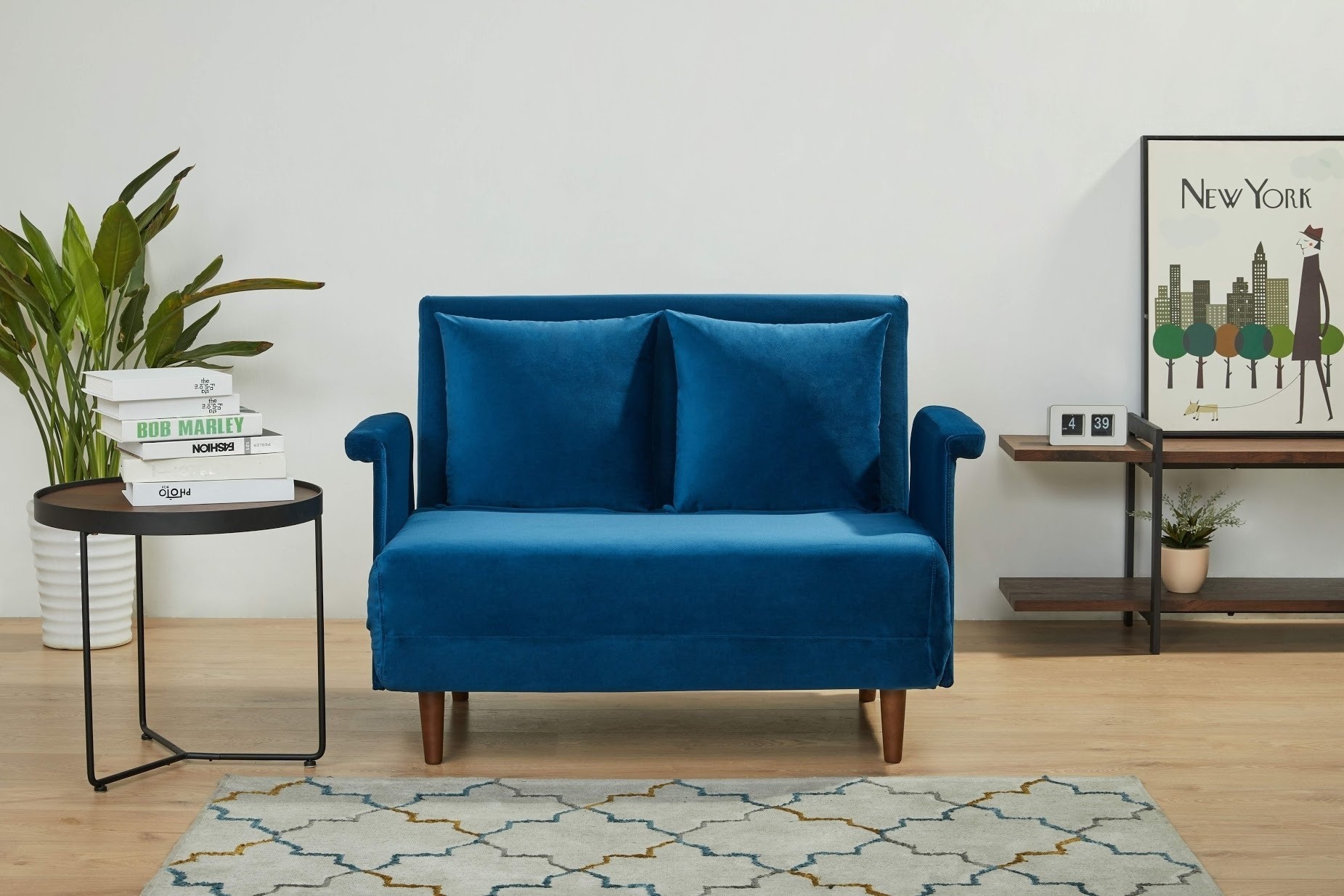 Twin Bed Sleeper Chair in Navy Blue