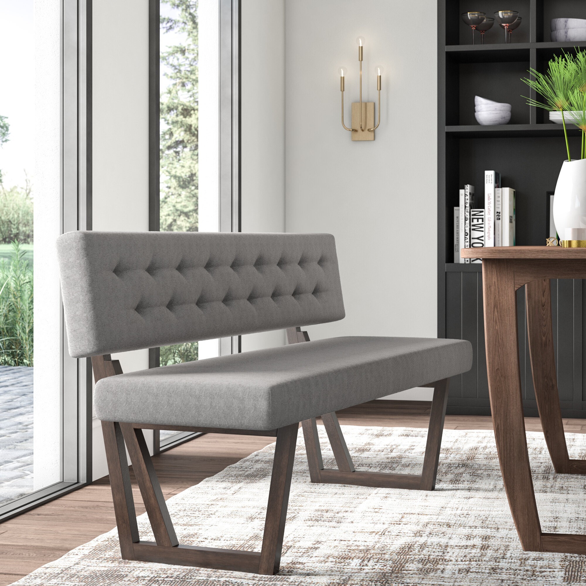 Upholstered bench with back