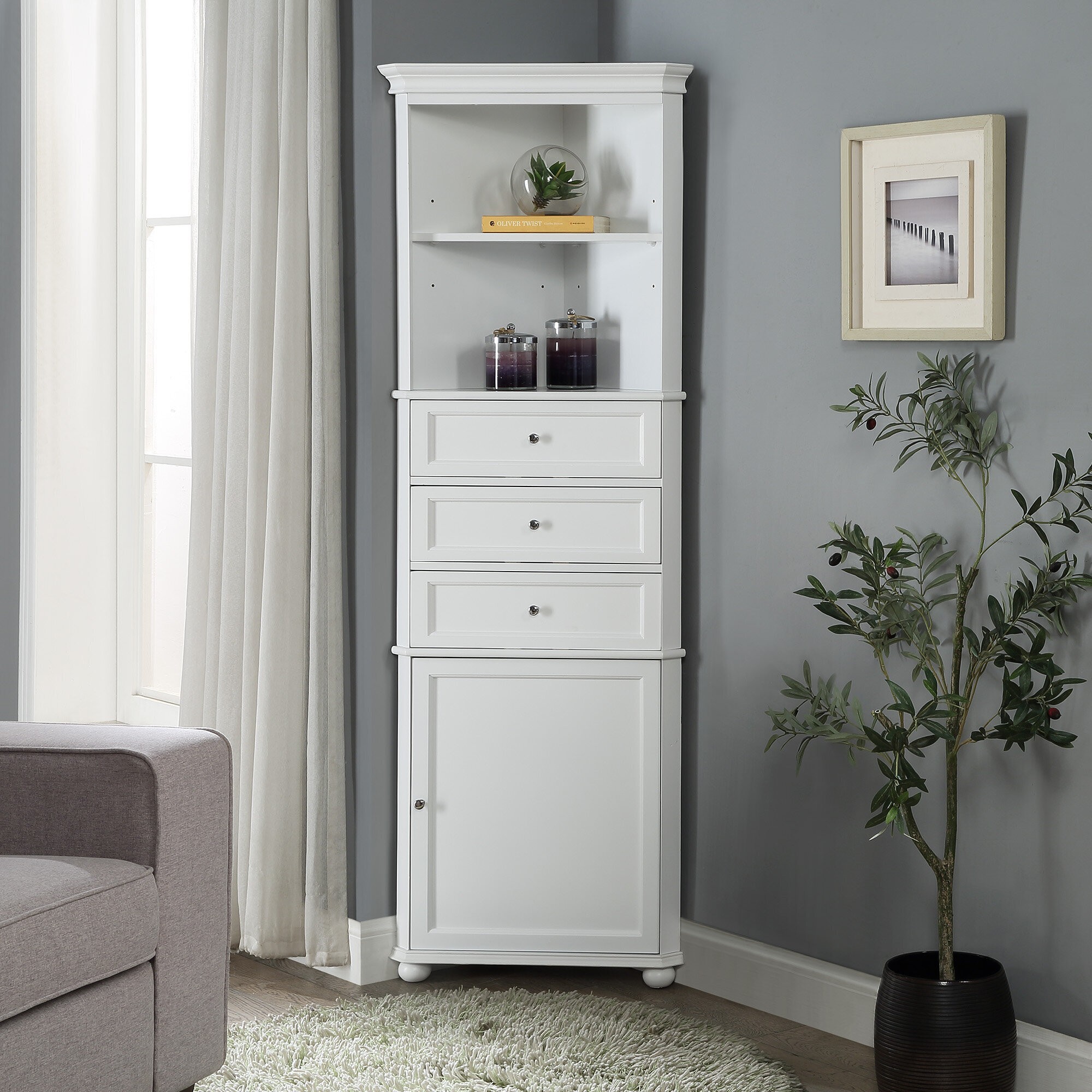 White Classic Solid Wood Wall Shelf