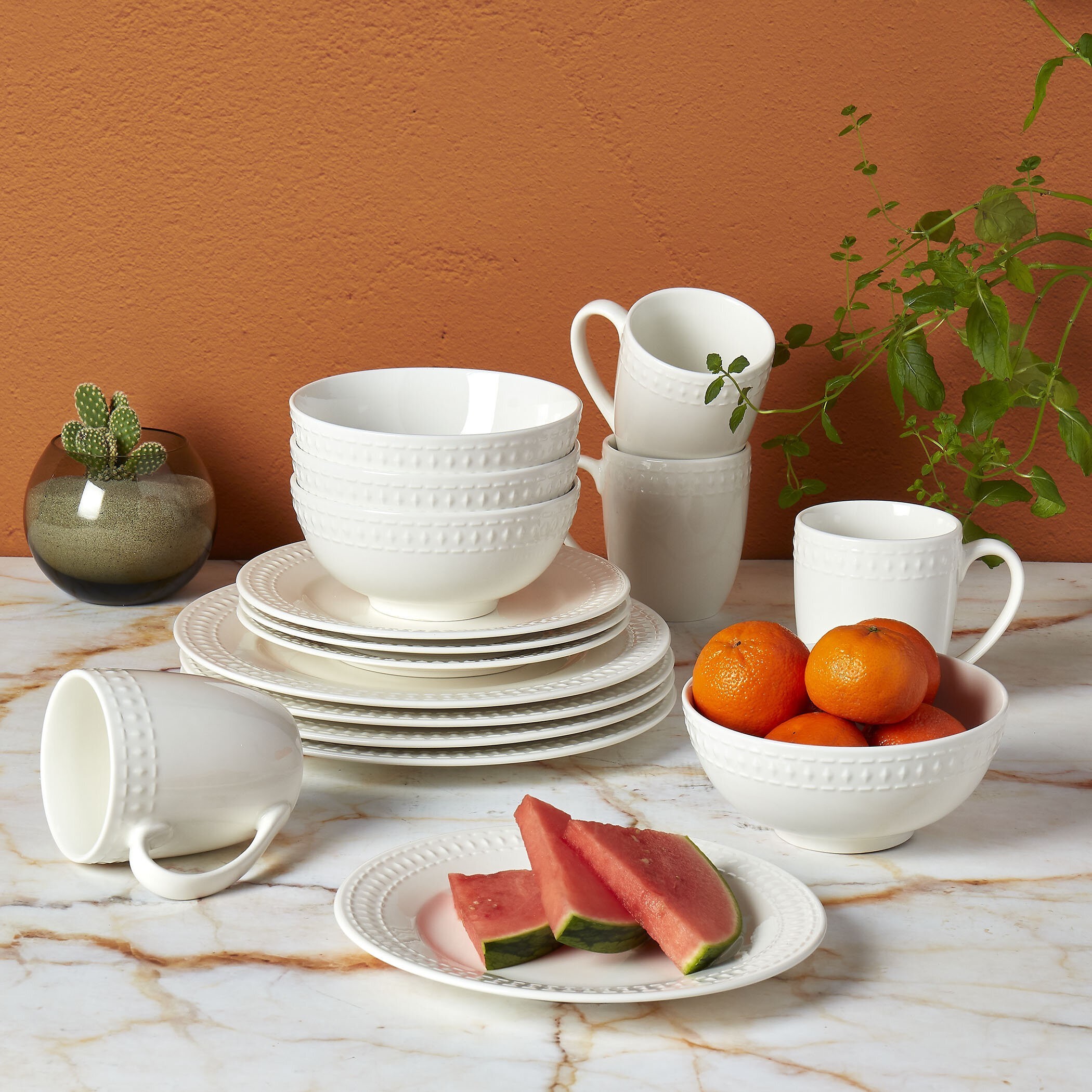 White Decorative Porcelain Dinnerware Set