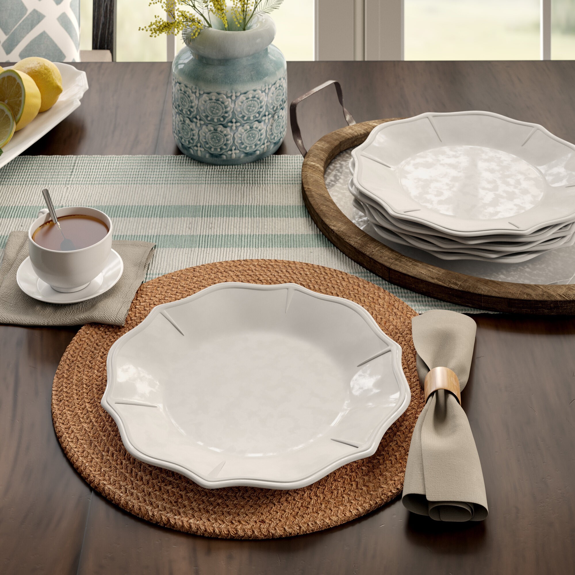 White Glazed Melamine Dinner Plate