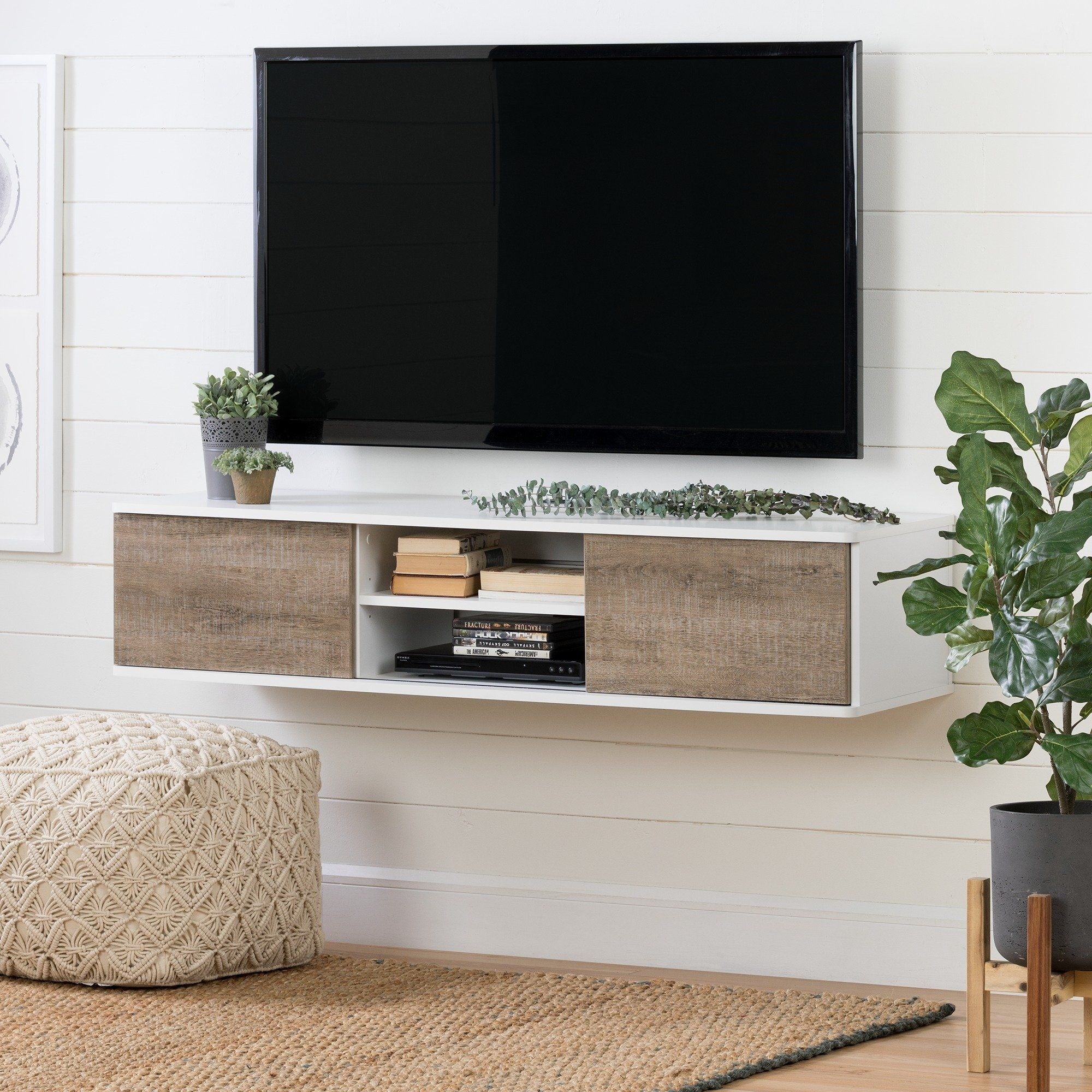 White Modern Manufactured Wood Display Ledge