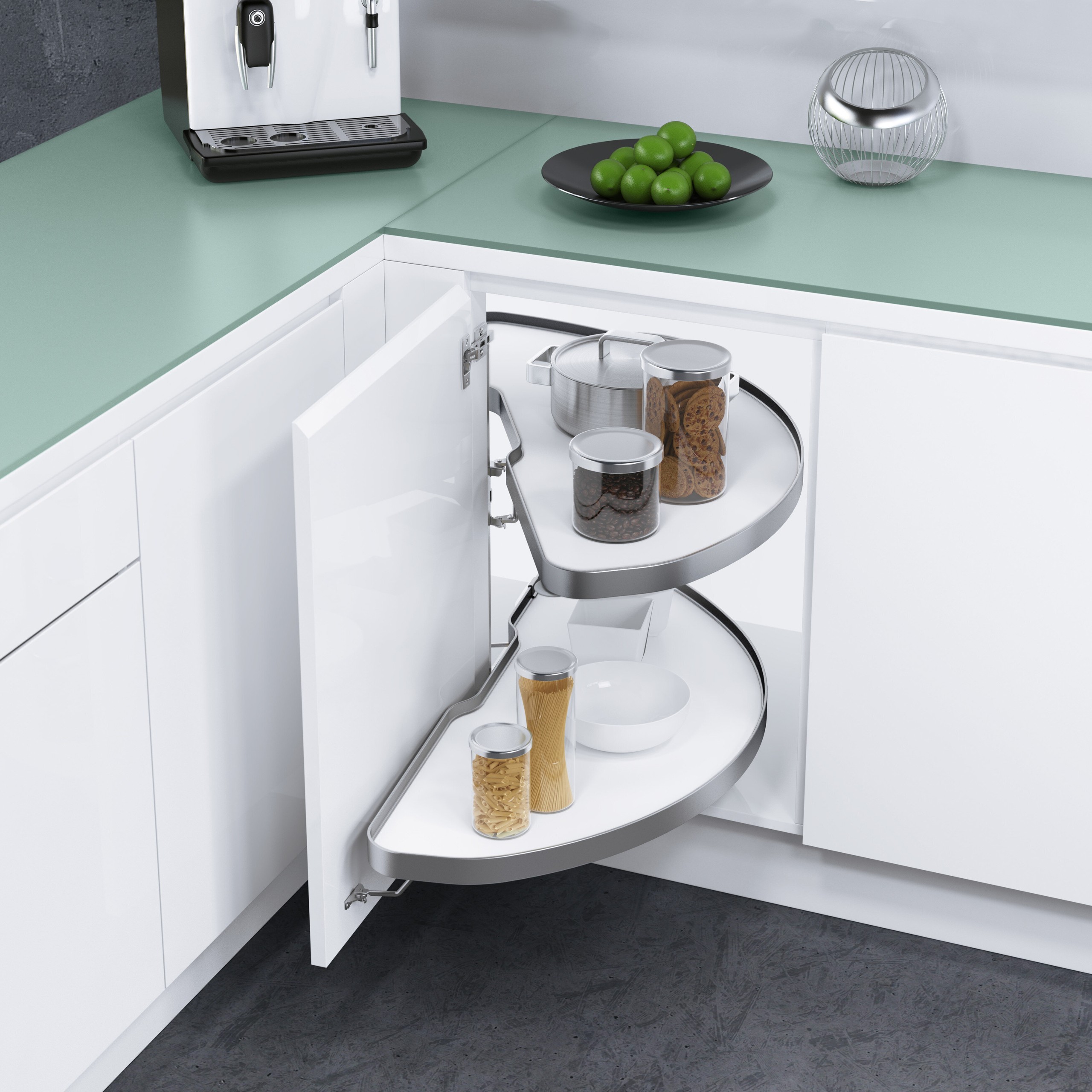 White Swivel Shelves