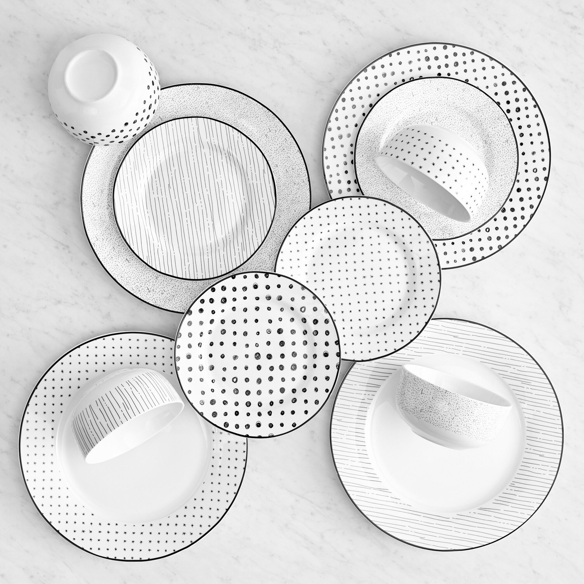 White with Dots Porcelain Dinnerware Set