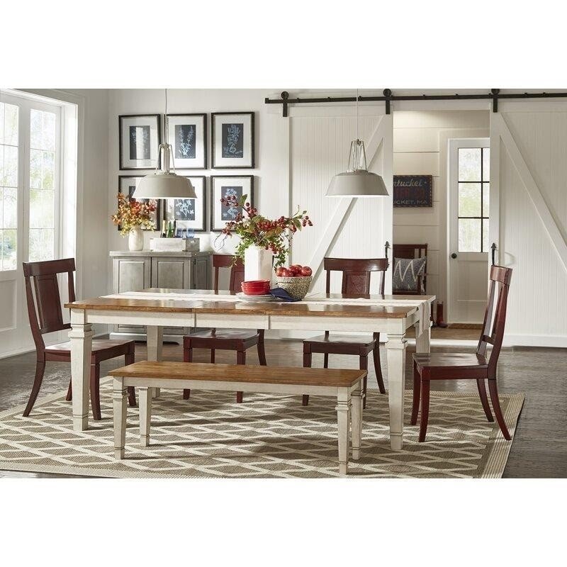 White wood dining bench