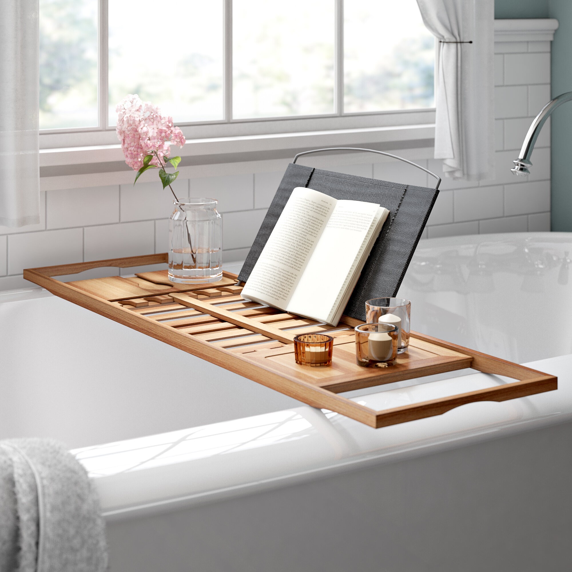 Wooden Eco friendly Bamboo Bath Caddy
