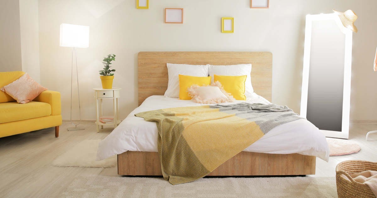 Yellow and Beige Bedroom Design