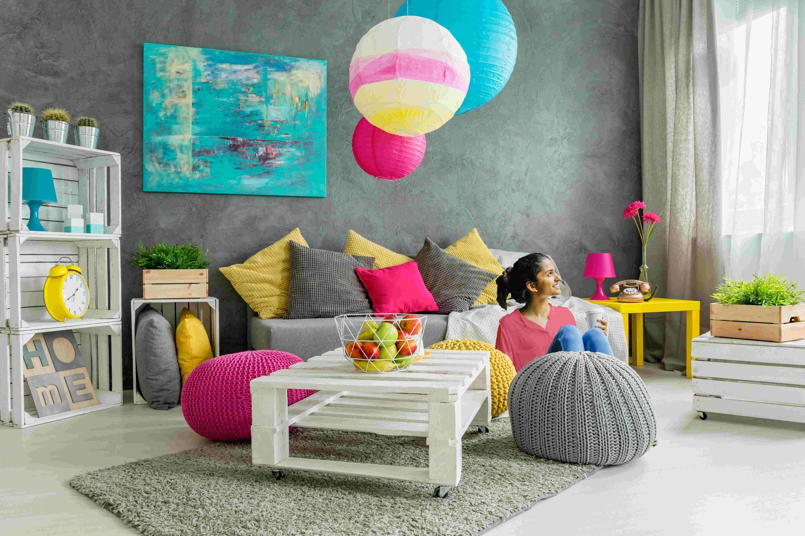 Yellow and Pink Bedroom Details