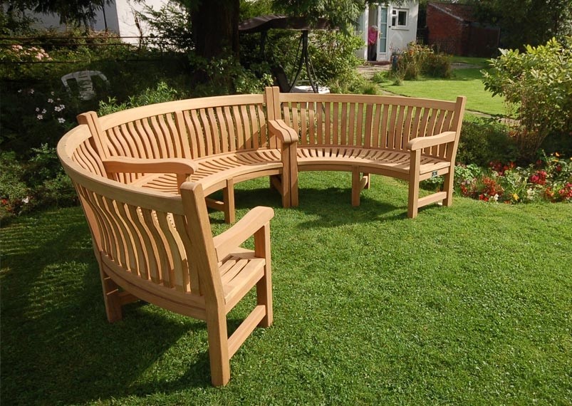 Handcrafted Curved Wooden Garden Benches in Yorkshire