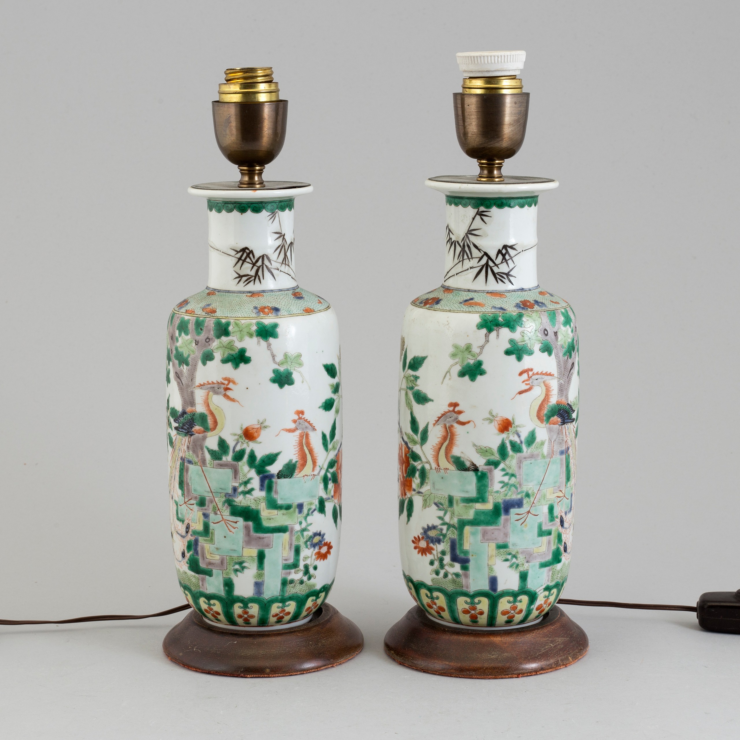 A pair of chinese porcelain table lamps 20th century