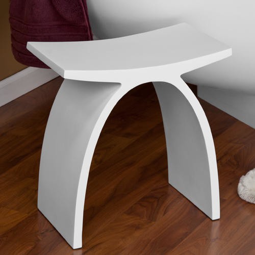 Dahlia resin bath stool white matte finish modern