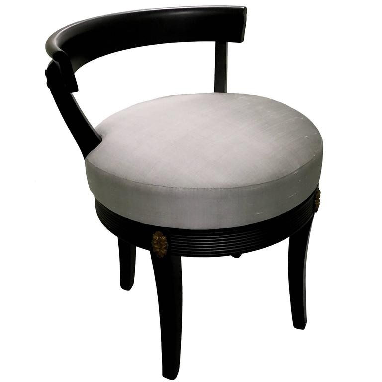 Hollywood regency style black swivel vanity stool at 1stdibs 1