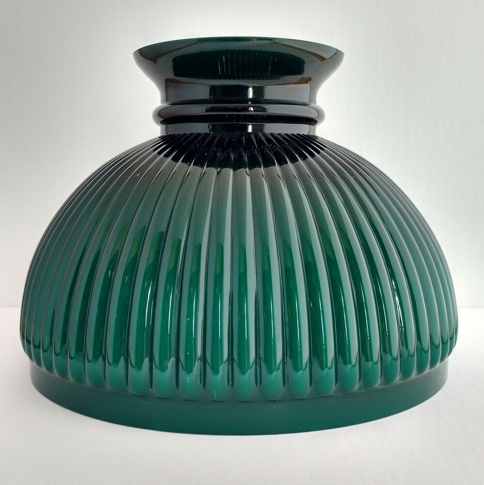 Aladdin lamp green ribbed shade n301 cased glass 10 inch