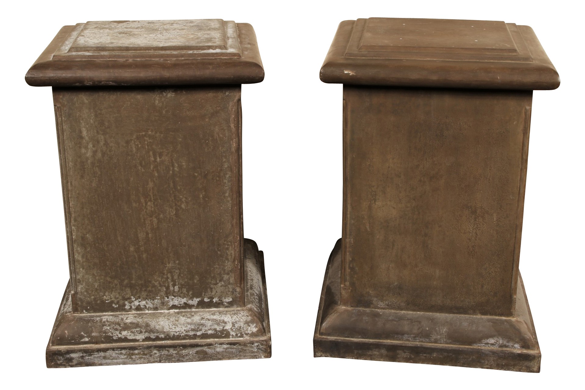 Pair heavy fiberglass garden pedestal columns 32 h 61449