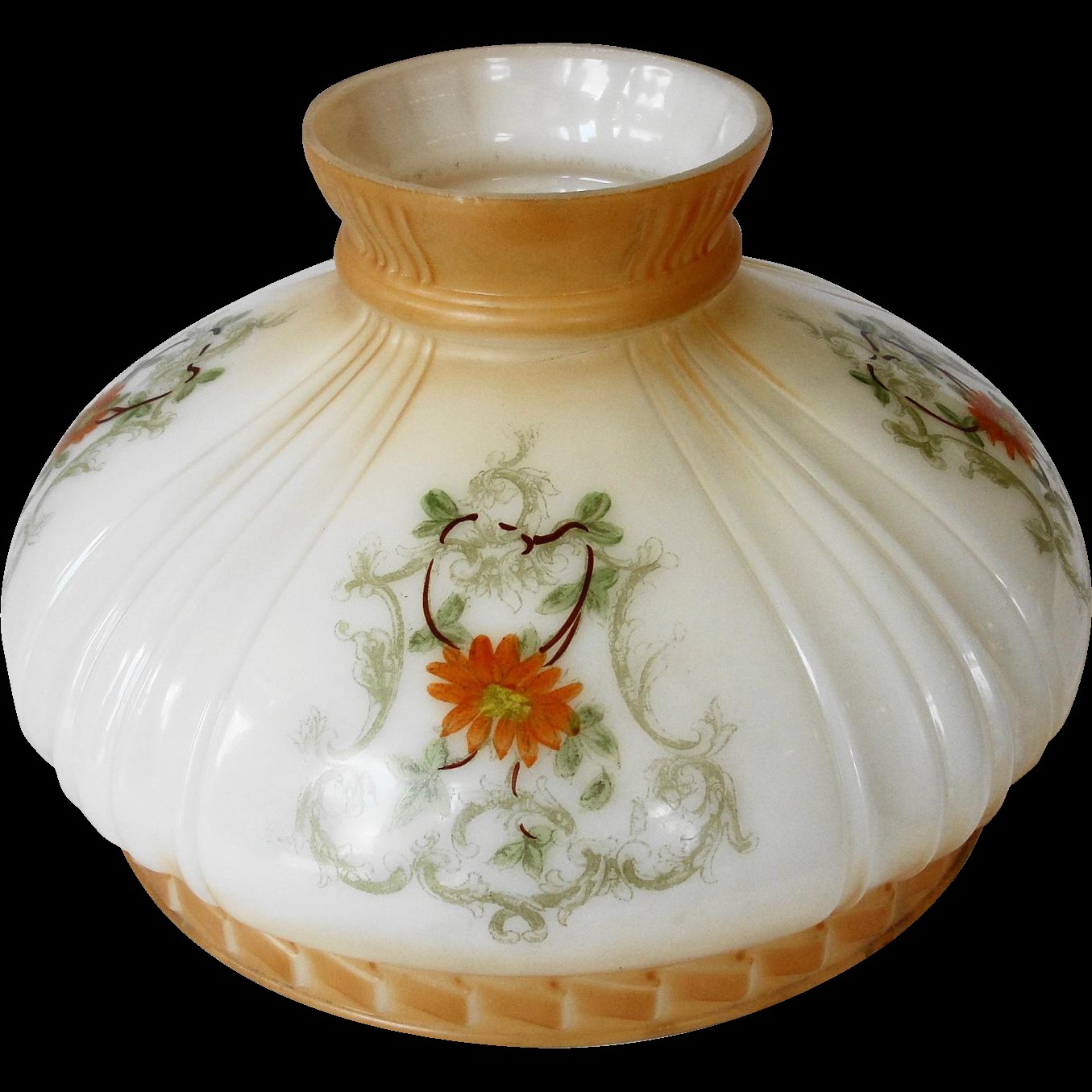 Vintage aladdin or coleman painted 10 inch glass lamp