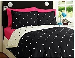 Amazon com black white polka dots reversible twin