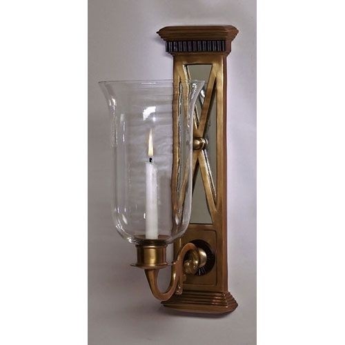 Antique brass mirrored hurricane candle sconce candle