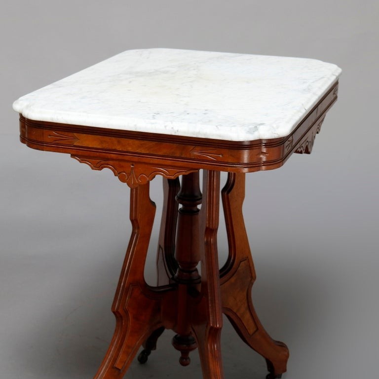 Antique victorian eastlake carved walnut and beveled 2