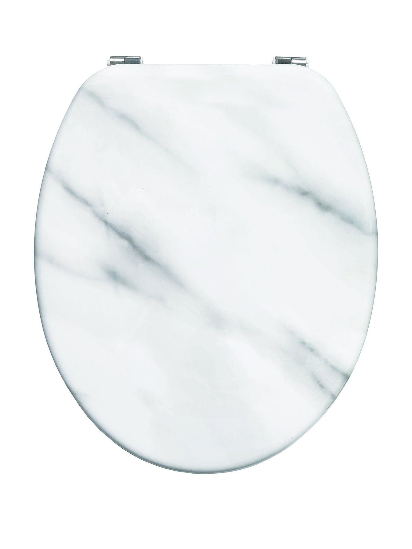 Aqualona marble effect hardwearing wooden toilet seat in