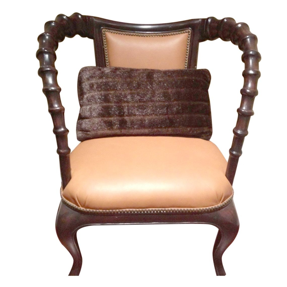 East african chair with brown leather chairish