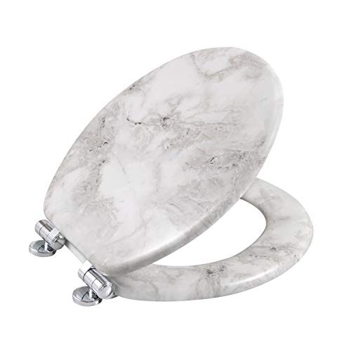 Marble toilet seat durable molded wood with quiet gray 2