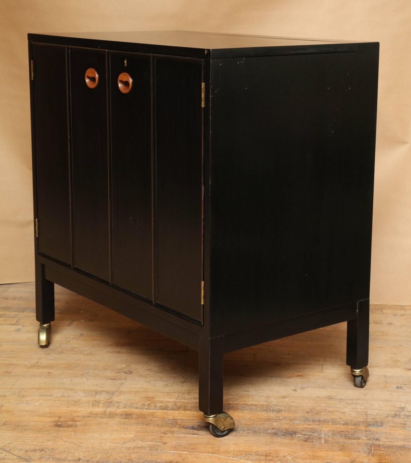 Mid-Century Modern Mahogany Bar Cabinet on Casters