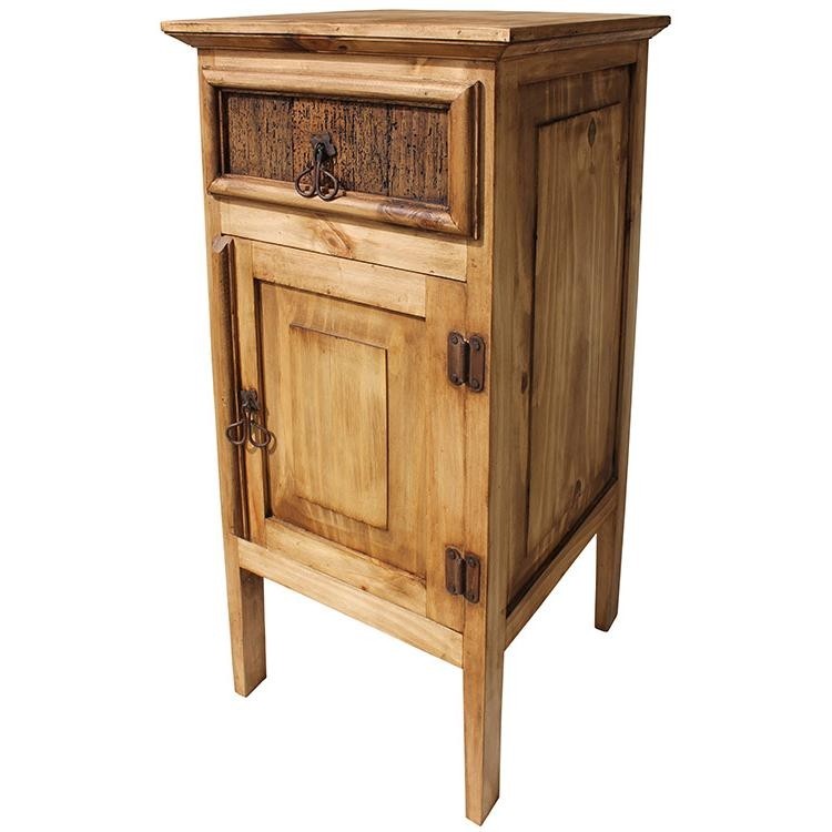 Rustic pine collection telephone stand w drawer com120