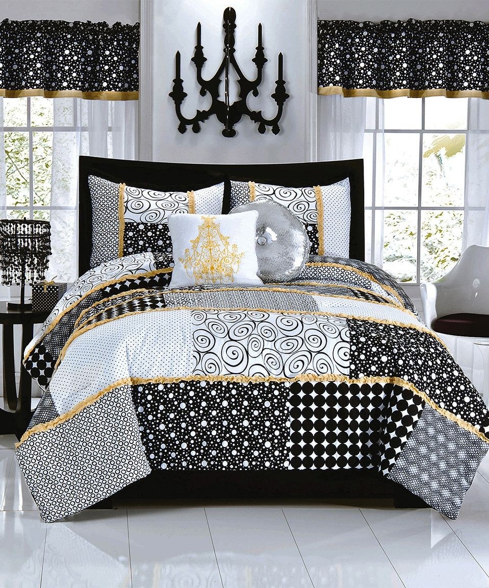 This black white polka dot comforter set by pem america