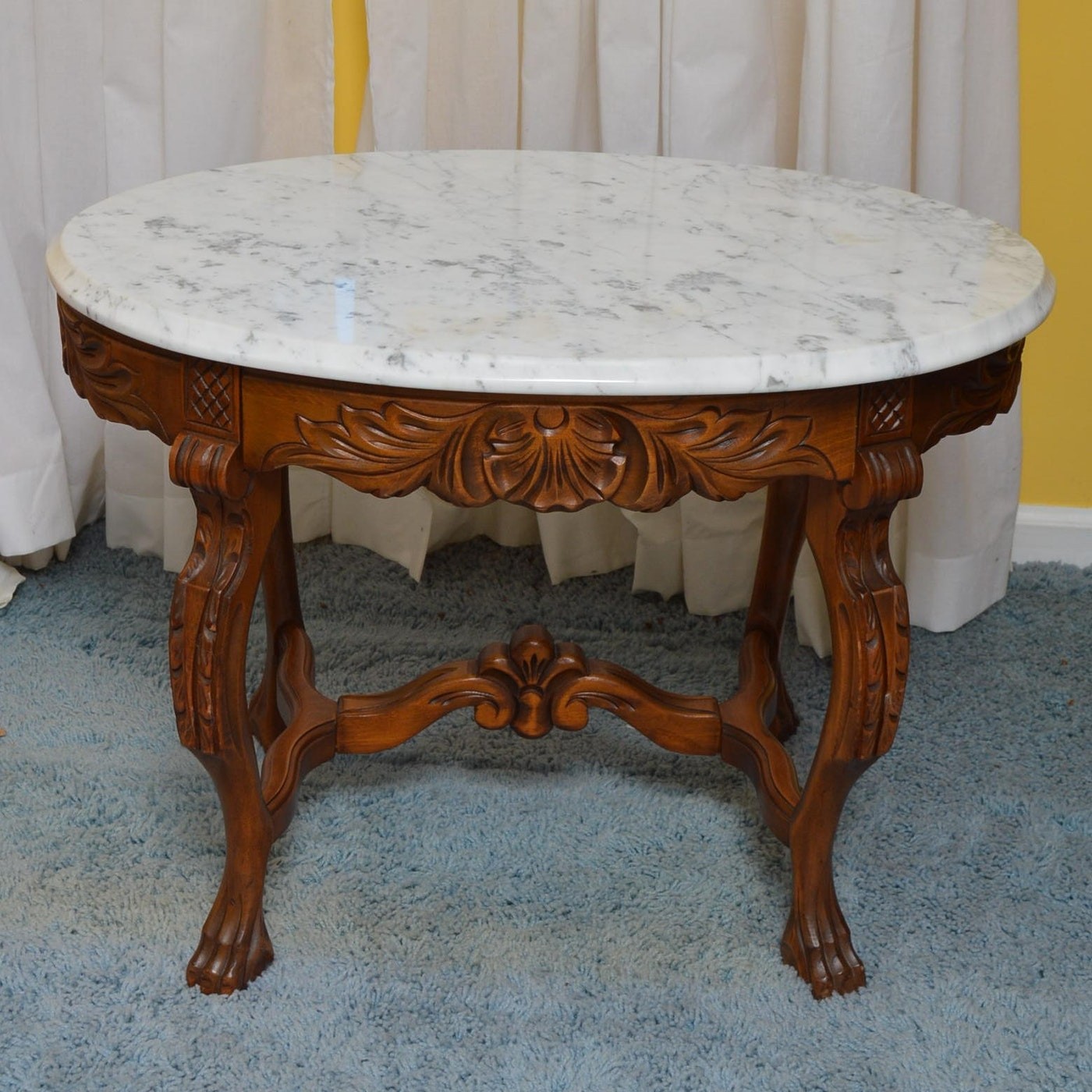 Victorian style marble top side table ebth
