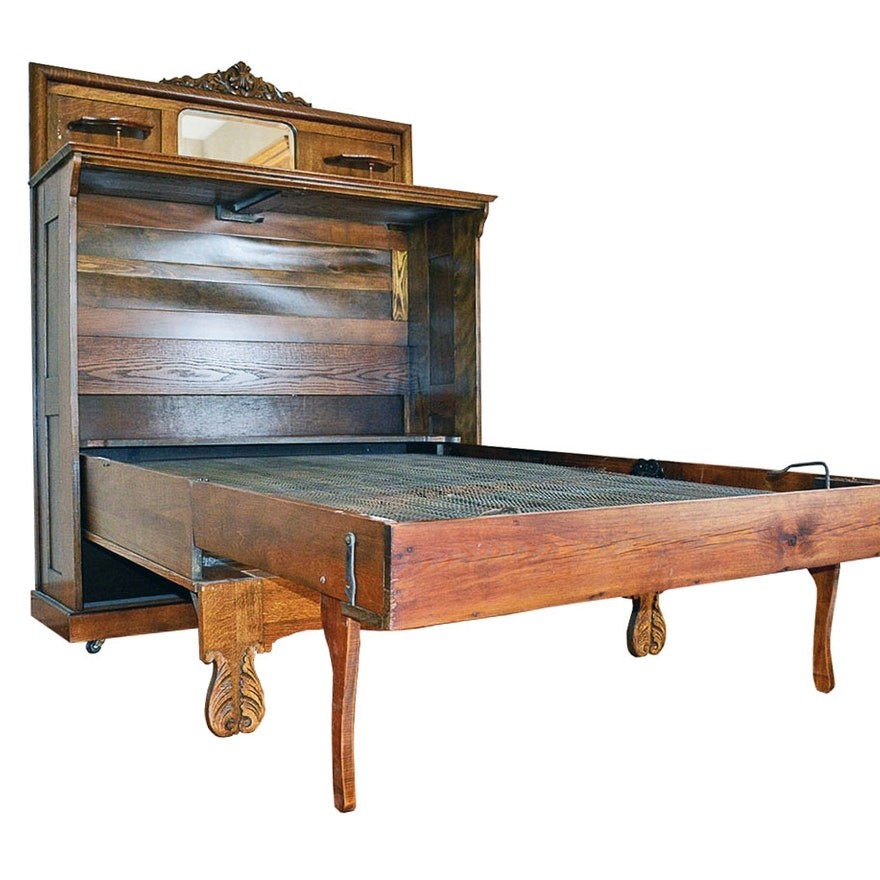 Vintage oak murphy bed ebth
