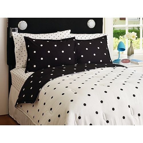 Your zone reversible comforter and sham set black white