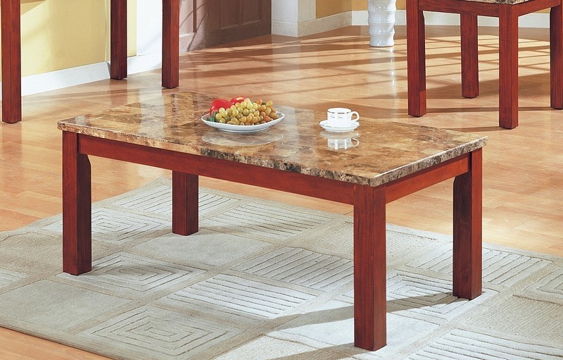 Elegant Granite Coffee Table with Wooden Legs