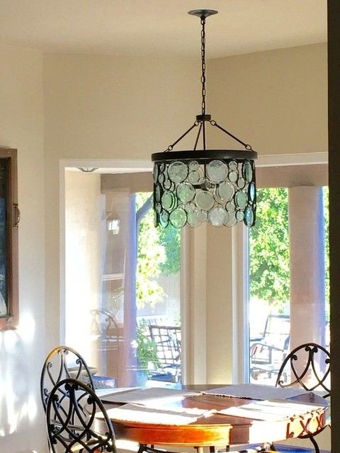 Emery indoor outdoor recycled glass chandelier glass