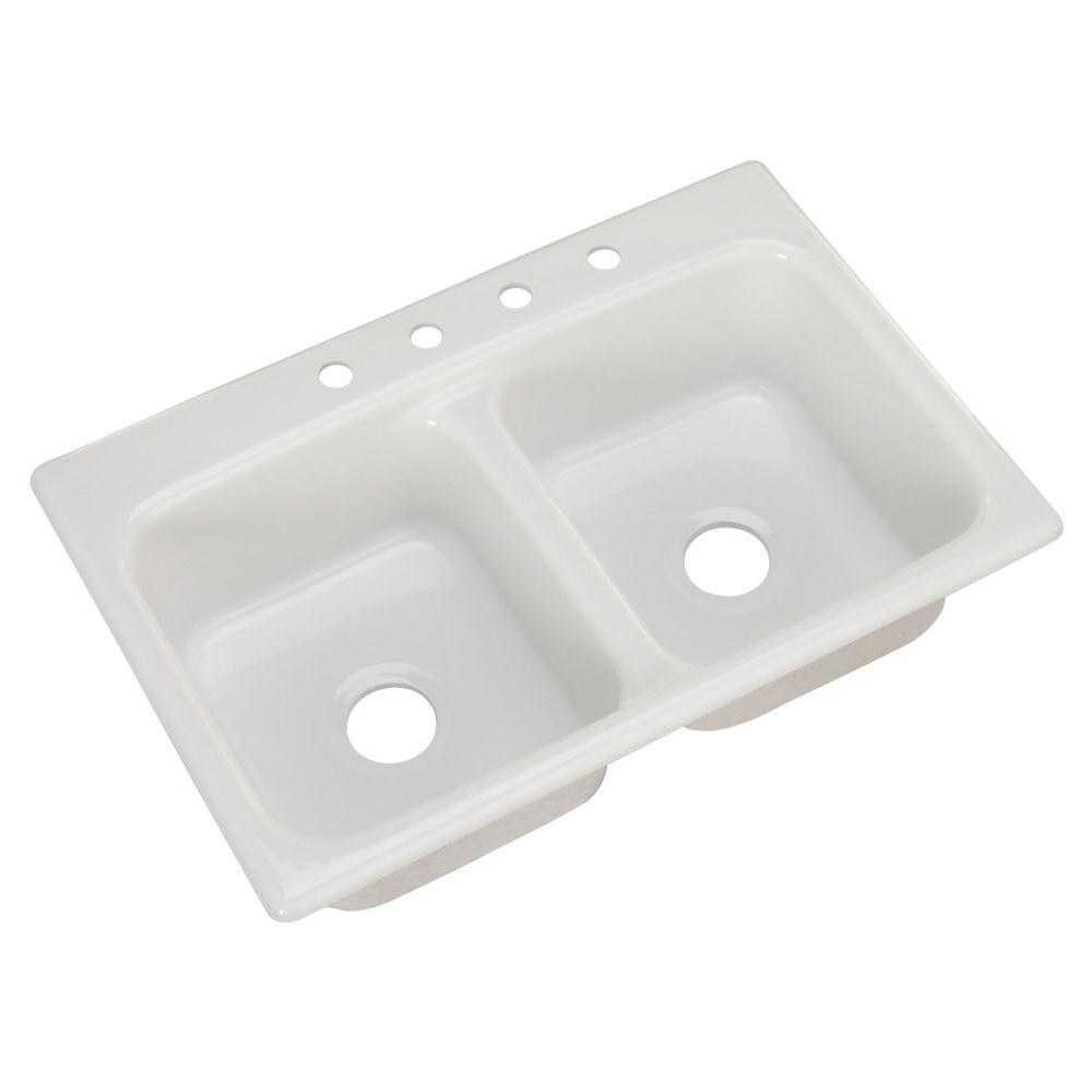 Kitchen sink 4 hole double bowl acrylic drop in acrylic