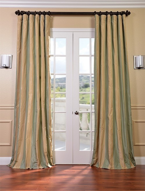 Orinda faux silk taffeta stripe curtains drapes