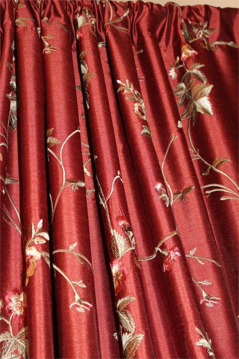 Ready made drapery faux silk dupioni brick