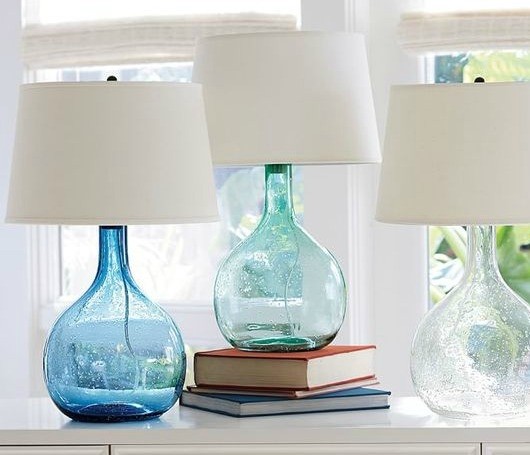 Sea green blue glass table lamps beach home decor